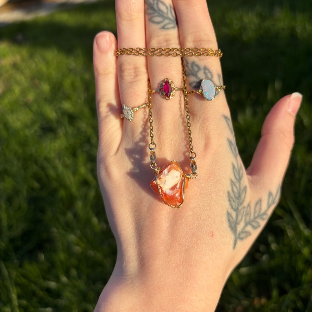 Fire opal interchangeable necklace - Picture 2 of 3